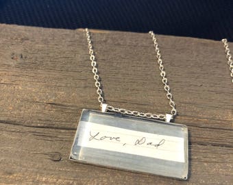 Handwriting glass tile necklace