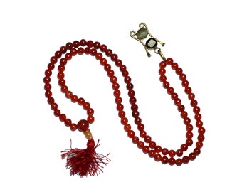 Buddhist Prayer Beads Mala Healing Necklace Carnelian Gemstone Kundalini Pendant Spiritual Jewelry