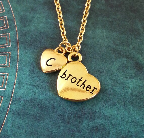 Brother Necklace SMALL Brother Jewelry Gold Brother Charm