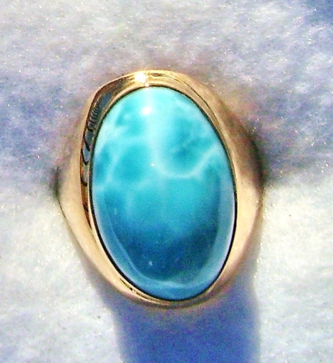 MENS LARIMAR and 14k GOLD Ring. 461