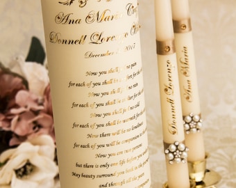Champagne Wedding Unity Candle Set, Gold Foil Wedding Candles Set, Champagne Unity Candle Set, Personalized Unity Candle Set