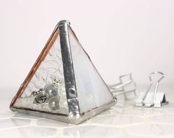 White Glass Paperweight, Glass Desk Accessory, Coastal Living Room Decor, Beach Decor, Desktop Accessory, Home Office Decor, Seaside Decor