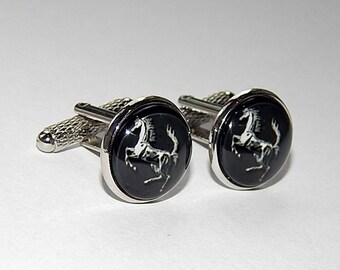 Ferrari logo cufflinks, car cufflinks, car jewelry, Ferrari simbol, Ferrari emblem, Ferrari patch, wedding cufflinks, groomsmen cufflinks