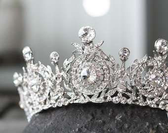 Bridal Crown, Swarovski Crystal Wedding Crown, TANYA Edwardian Crystal Bridal Full Crown, Wedding Tiara, Diamante Tiara, Bridal Tiara