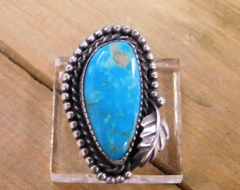 Vintage Turquoise Sterling Silver Ring Size 5