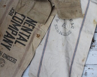 Vintage Grain Sack Lot, Lot of Vintage Grain Sacks, American Grain Sacks, Antique Grain Sack, Continental Backing Company Grain Sack
