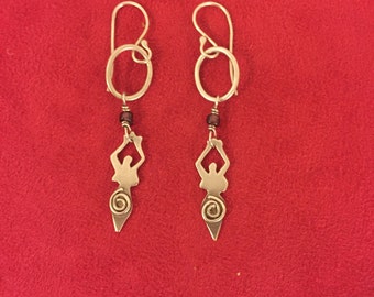 Spiral Goddess on oval hoops