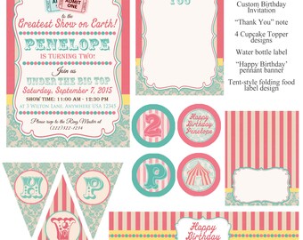 Vintage Under the Big Top Circus Birthday Party Pack
