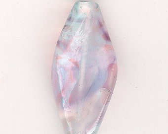 1 Vintage Amethyst Opal Givre Swirl Glass Focal Bead From Japan 35x16mm #v129