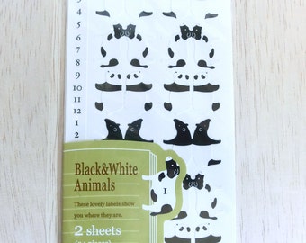 Index label stickers – Black and white animals
