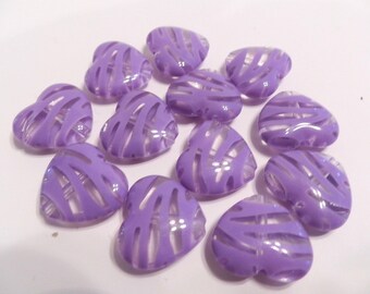 New Valentine 10 Violet Transparent Zebra Heart 20mm Beads