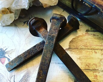 Antique railroad spikes