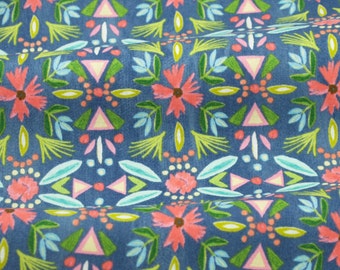 SALE - Floral Stripe Indigo from Blush & Blooms by Iza Pearl Design - fabric by the yard
