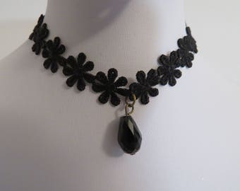 women Necklaces black choker with silver chain one pendant