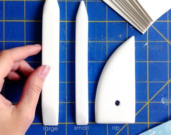 Teflon Bone Folders - Best Paper Folding Tool - Large 7 inch, Small 6 inch and Rib Folder - Doesn't Harm Delicate Paper, Doesn't Get Dirty