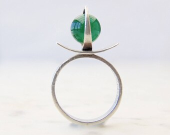 Poul Warmind vintage sterling silver and chrysoprase ring