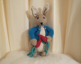 Handmade in Australia Knitted Peter Rabbit Doll Plush Soft Toy