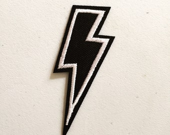 Thunderbolt Iron-On Patch, Lightning Bolt Badge, DIY Embroidery, Embroidered Applique, Pop Culture Gift