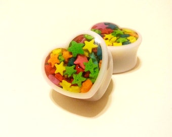 Neon Candy Stars Plugs sizes 1/2, 9/16, 5/8, 11/16, 3/4, 7/8