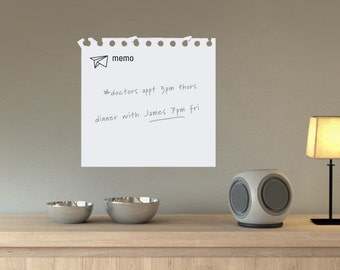 Unique Dry Erase Board Decal - Notepad Memo SMALL - Vinyl Wall Sticker