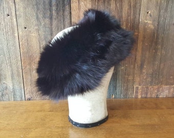 Black Fox Fur Earmuffs headband / ear warmer hat