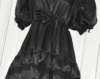 JOL - Sissy Goth Bridal dress in slithery black satin - 5XL, so silky and femme, crossdressing fun, Sissy Lingerie