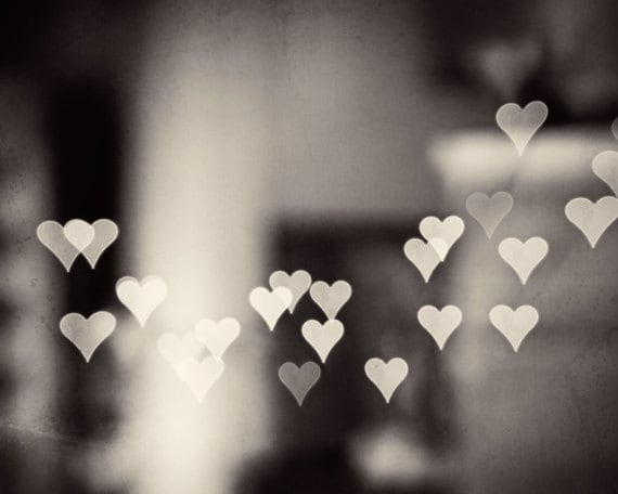 Heart black and white photography love bokeh neutral print Heart black and white photography love bokeh neutral print