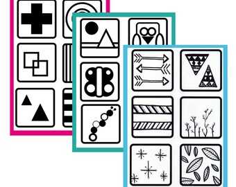 Printable Baby Play Cards: black & white high contrast, sensory play, developmental learning toy, baby play activity, tummy time toy
