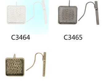 10PCS Square Earring Hooks with 15x15mm Square Blank/Base,Buttons, Fit For 15x15mm Cabochons