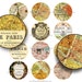 Paris Map 2 inch Circles, Vintage Paris Printable Download, Collage Sheet, French Vintage Ephemera