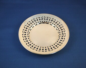 Vintage Sheffield Apollo Silverplate Reticulated Plate BRS Bernard Rice’s Sons Dresser Tray Trinket Dish Candy Dish Metalware Collectible