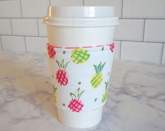 Reusable Coffee Sleeve-Pineapple print
