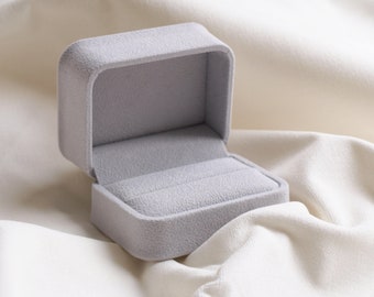 Luxurious Silver Grey Velvet Ring Box, Double Ring Box for Wedding Rings, Ring Box for Two Rings, Ring Bearer Box, Ring Holder, Cufflinks