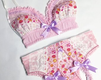 Light Pink Sailor Moon Bra - Pick Your Size - Handmade Vegan Bridal