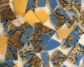 Mosaic tiles - china tiles - blue and gold