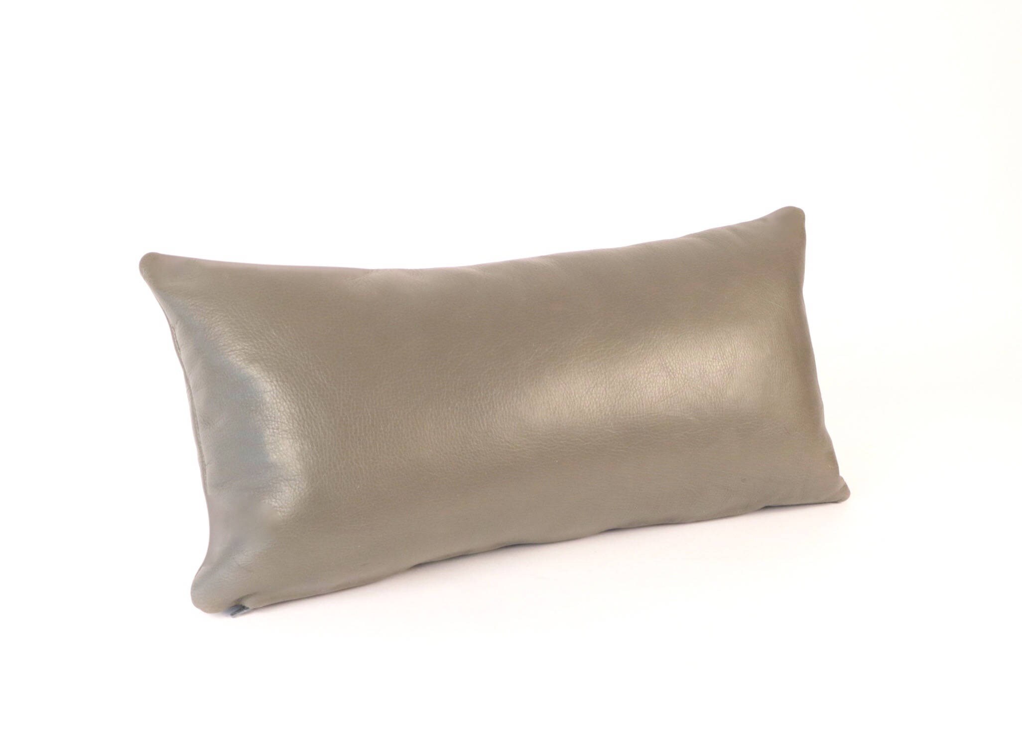 Gray Leather Lumbar Pillow