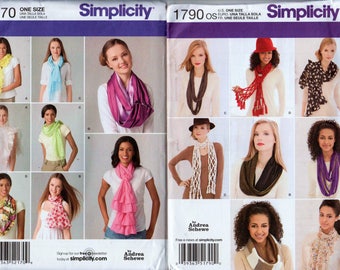 2 Patterns Neck Scarf Pattern Boa Scarf Macrame Scarf SIMPLICITY 1790 & 2170 UNCUT Cowl Pattern Infinity Scarf Knotted Scarf Ruffle Scarf
