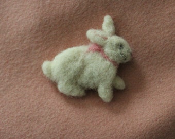 white needle felted bunny applique