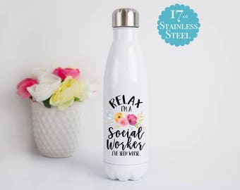 Social Worker Water Bottle, Social Worker Gift, Gift for Social Worker, Therapist Water Bottle, Social Work Gift, Social Work Water Bottle