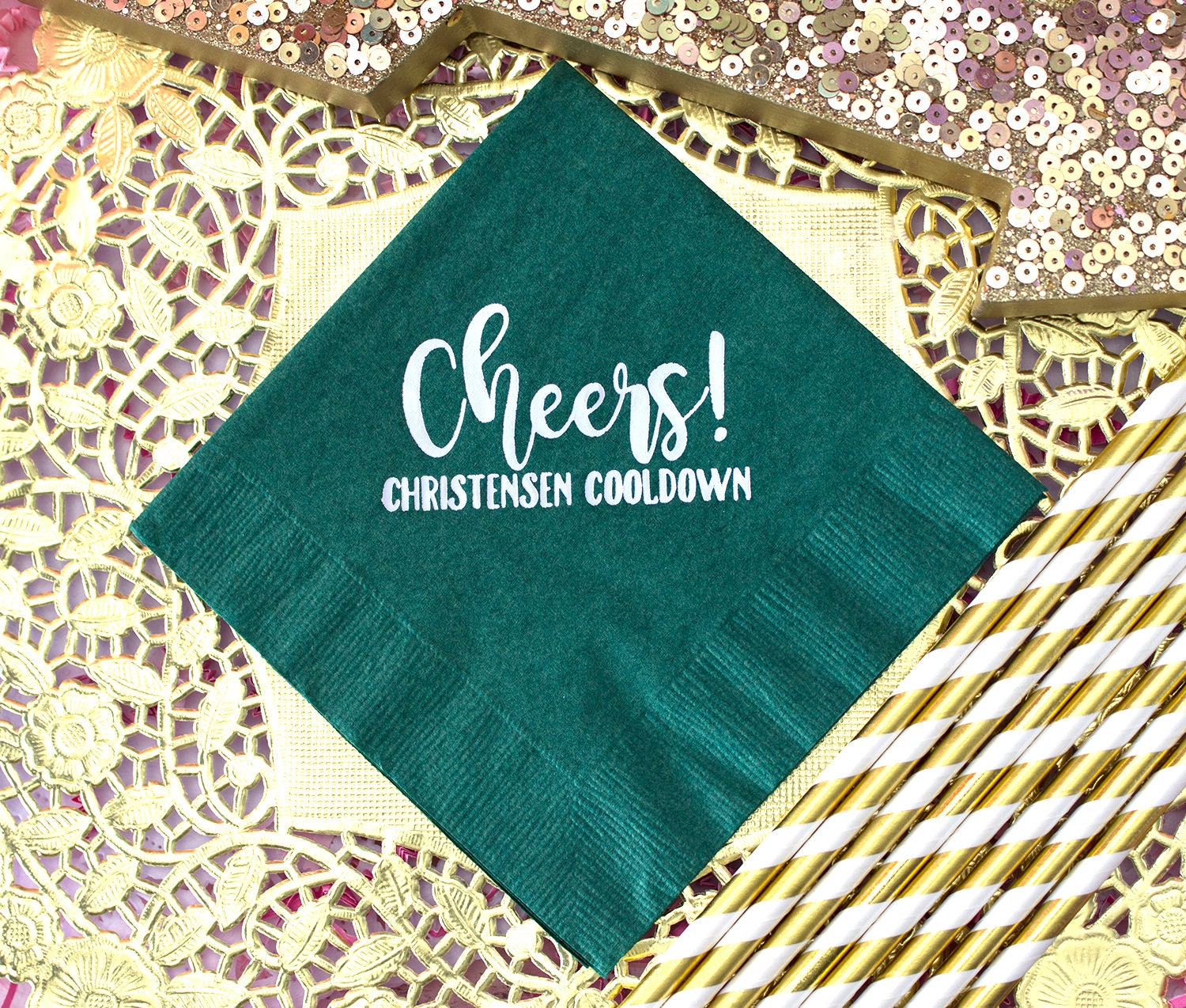 Forest Green Wedding Cocktail Napkins Autumn Wedding