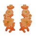 Floral Embroidery Applique - Flower Iron on Patch - Sew on, Glue on - Fabric Embellishment - Carrot Orange - 2" x 4.5" - 1 pair (f/26-3)