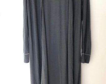 Light & Airy Grey Wool Open Cardigan with Irregular Cut