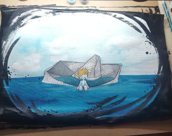ORIGINAL acrylic painting on canvas - "Sorrow"