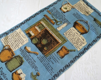 Collectible Vintage Tea Towel by Luther Travis, Early New England Cookery, All Linen Kitchen Towel, Vintage Linens