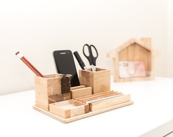 Desk Organizer - Wood Desk Gift - Desk Organizer For Him - Desk Gift Men - Wooden Desk Organizer - Desk Organizer For Men - Father Gift Wood