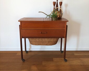 Mid century 50s 60s sewing of wood on rolls in style by Wegner