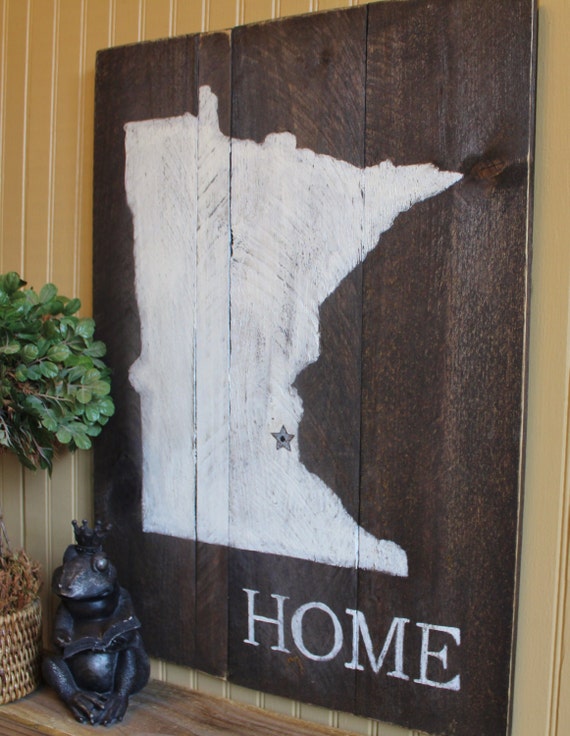 Rustic Wooden Sign Minnesota Home Wall Decor Sign Rusted