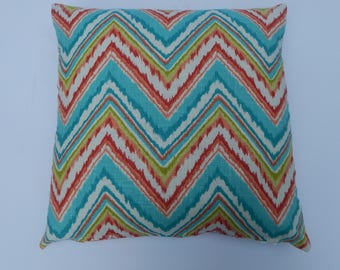 Flame Stitch Pillow.Linen and cotton fabric, full of colors