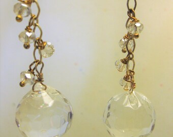 Clear faceted dangle earrings