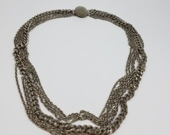 Classic Silver Tone Multi-Chain Necklace